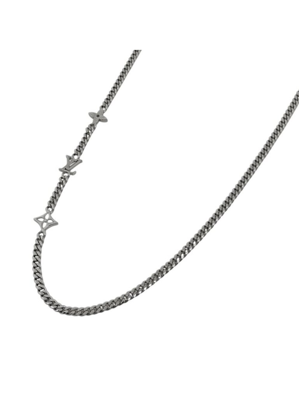 Louis Vuitton Monogram Low Necklace Metal Silver